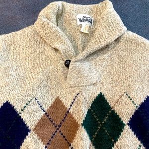 Vintage 60’s Men’s Woolrich Argyle Wool Sweater Size M Medium Back To School